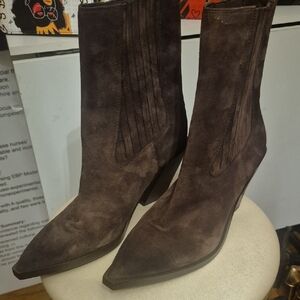 Sam Edelman Dark Brown Suede Heeled Boots